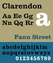 De letters en cijfers in clarendon