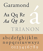 De letters en cijfers in garamond